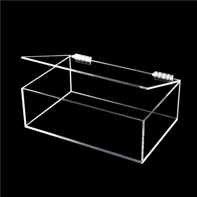 Hinged ڑککن کے ساتھ ایکریلک باکس کو صاف کریں۔